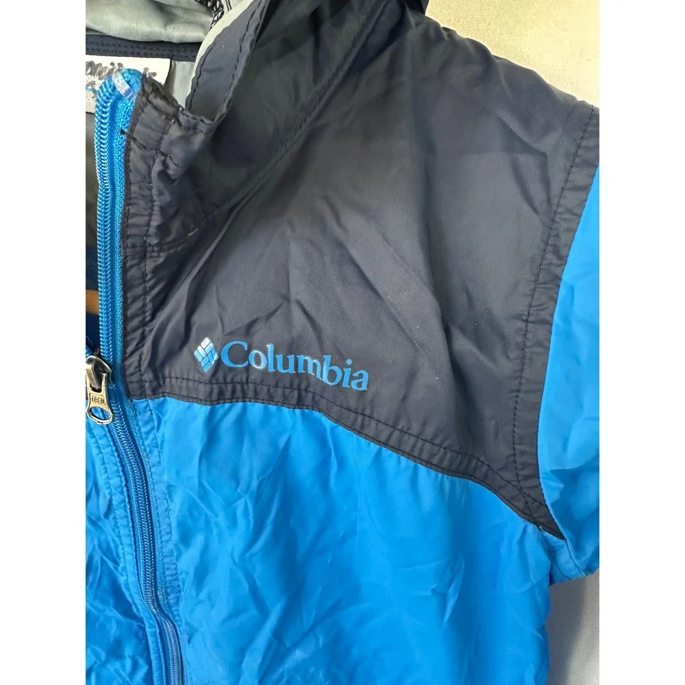 Columbia Windbreaker Hooded Jacket Kids XS 6/7 Blue Navy Good